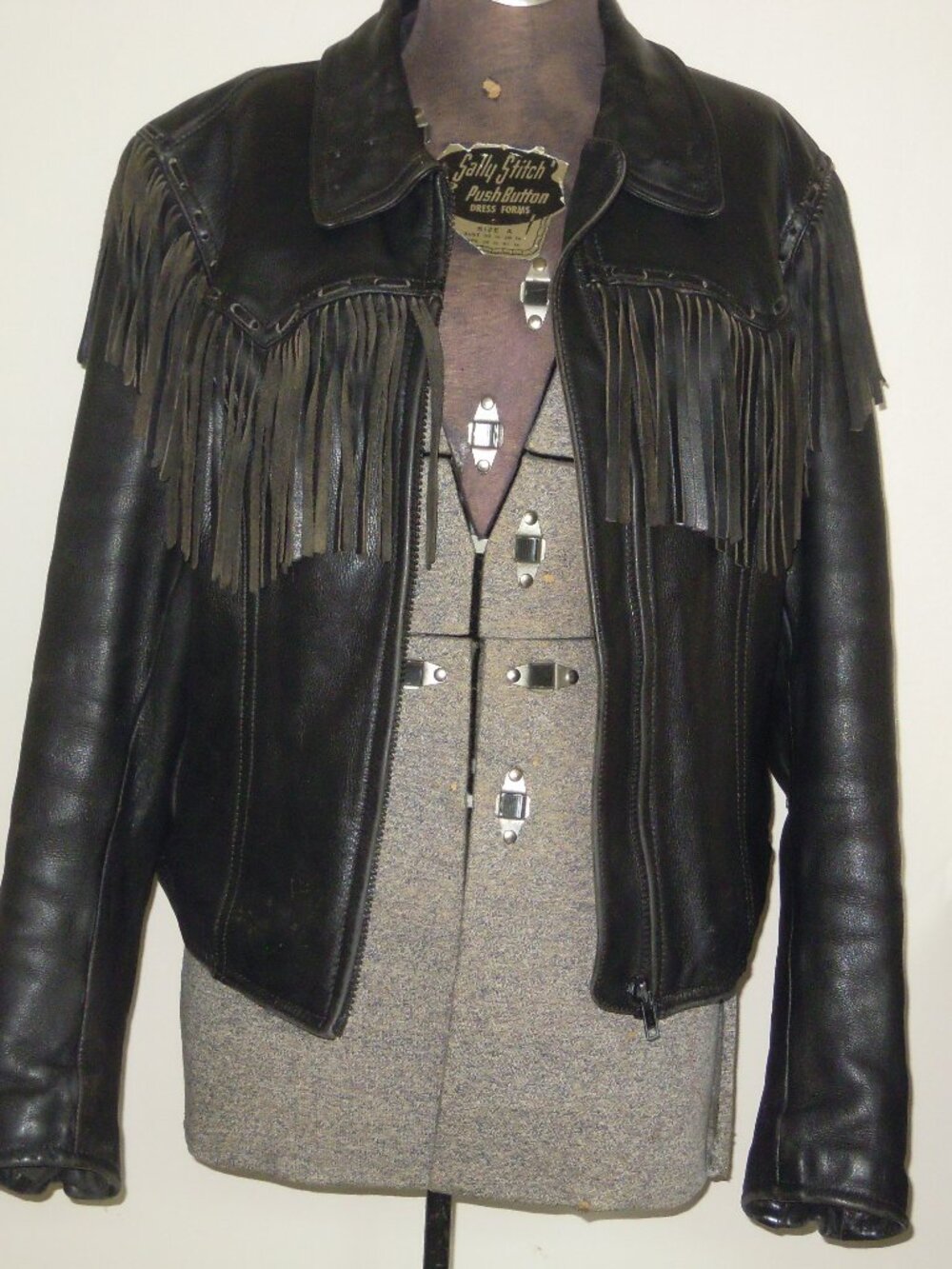 Vintage Motorcycle Black Leather Fringe Western Cowboy Biker Easyriders USA Sz L